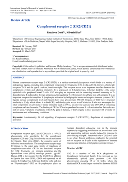 Complement Receptor 2 (CR2/CD21)