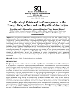 The Qarabagh Crisis and Its Consequences on the Foreign Policy of Iran and the Republic of Azerbaijan