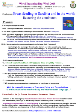 Conference: Breastfeeding in Sardinia and in the World: Restoring the Continuum