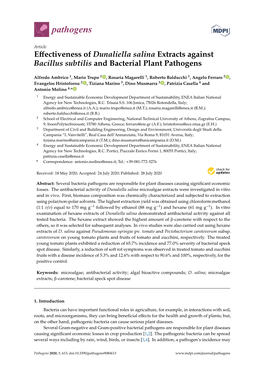 Effectiveness of Dunaliella Salina Extracts Against Bacillus Subtilis