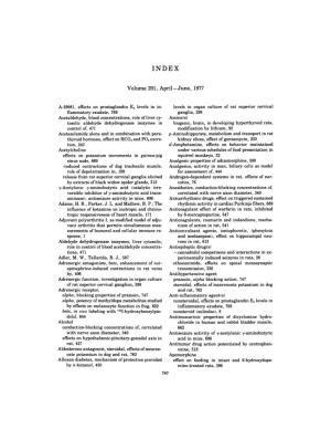 Volume 201, April-June, 1977 A-29981, Effects on Prostaglandin E2