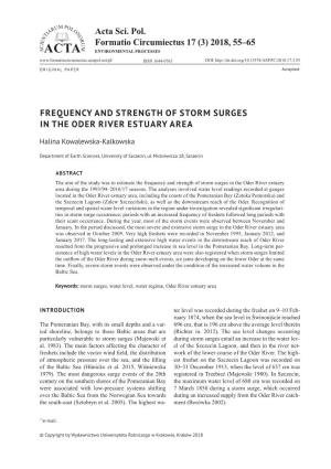2018, 55–65 Frequency and Strength of Storm Surges in the Oder River