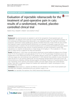 Evaluation of Injectable Robenacoxib for the Treatment of Post-Operative