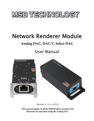 Network Renderer Module Analog DAC, DAC V, Select DAC User Manual