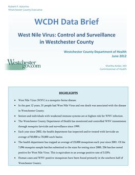 West Nile Virus: Control and Surveillance in Westchester County
