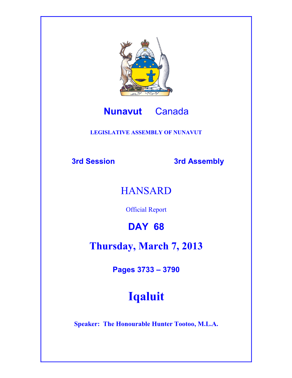 Nunavut Hansard 3733