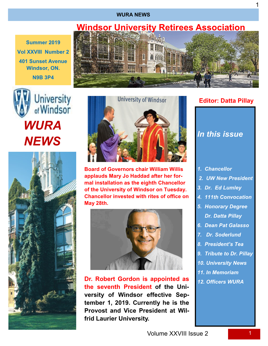 WURA NEWS Windsor University Retirees Association