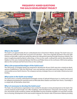 Frequently Asked Questions the Gulch Development Project