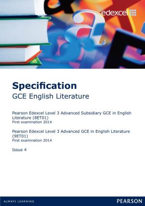 Specification GCE English Literature