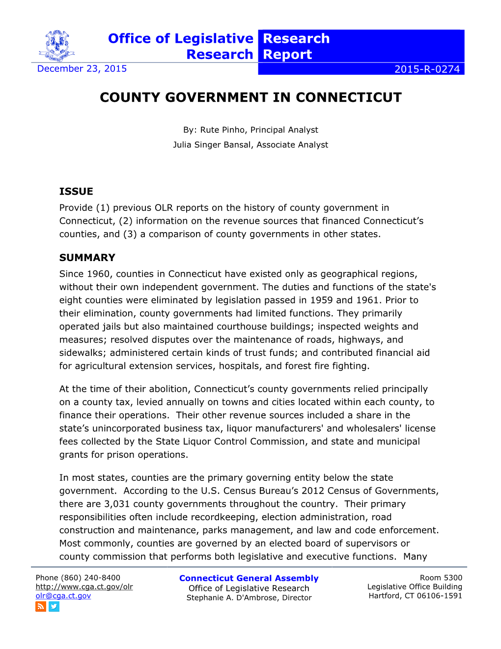 County Government in Connecticut