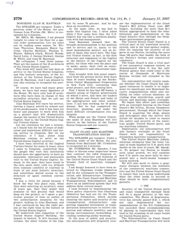 CONGRESSIONAL RECORD—HOUSE, Vol. 153, Pt. 2 January 31, 2007 HONORING ALAN M