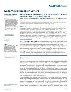 Large Summer Contribution of Organic Biogenic Aerosols to Arctic