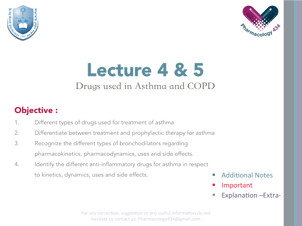 Drugs Used in Asthma and COPD