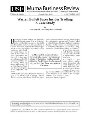 Warren Buffett Faces Insider Trading: a Case Study by Christian Koch, University of South Florida