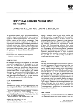 Epiphyseal Growth Arrest Lines Mr Findings