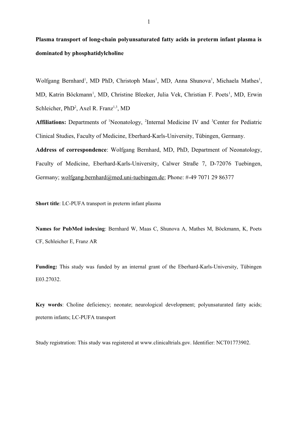 The Transport of Long-Chain Polyunsaturated Fatty Acids in Preterm Infant Plasma