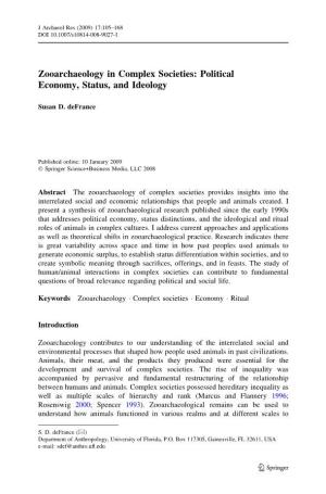 Zooarchaeology in Complex Societies: Political Economy, Status, and Ideology