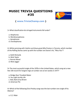 Music Trivia Questions #35