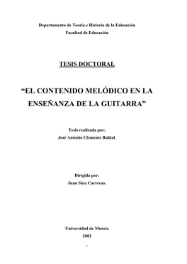 “El Contenido Melódico En La Enseñanza De La Guitarra”