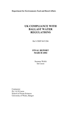 Uk Compliance with Ballast Water Regulations