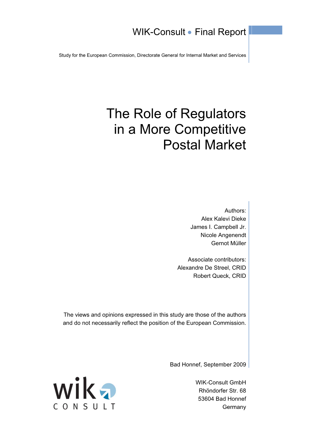 The Role of Regulators in a More Competitive Postal Market