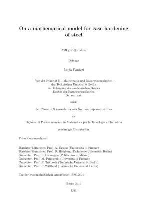 On a Mathematical Model for Case Hardening of Steel