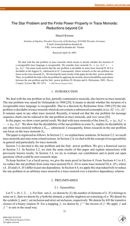 The Star Problem and the Finite Power Property in Trace Monoids: Reductions Beyond C4