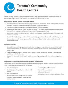 Toronto's Community Health Centres