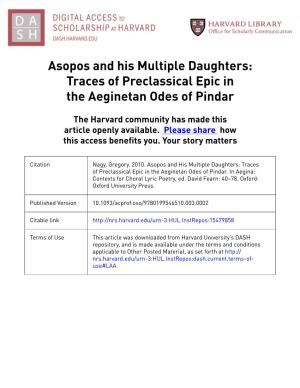 Traces of Preclassical Epic in the Aeginetan Odes of Pindar
