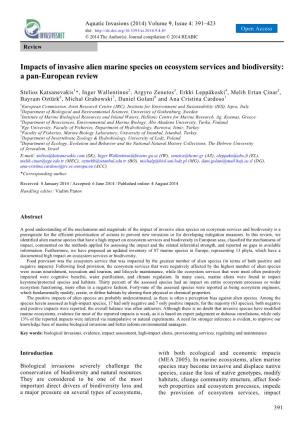 Impacts of Invasive Alien Marine Species on Ecosystem Services and Biodiversity: a Pan-European Review