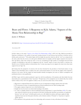 MTO 15.2: Williams, Response to Adams