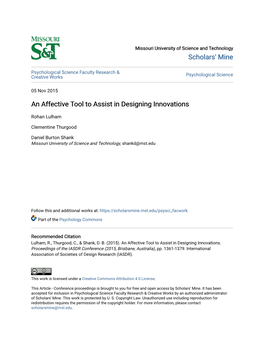 An Affective Tool to Assist in Designing Innovations