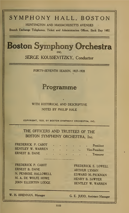 Boston Symphony Orchestra Concert Programs, Season 47,1927-1928