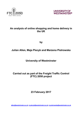 An Analysis of Online Shopping and Home Delivery in the UK