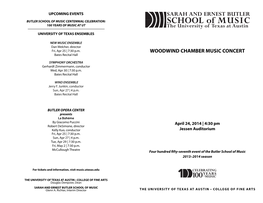 WOODWIND CHAMBER MUSIC CONCERT Bates Recital Hall