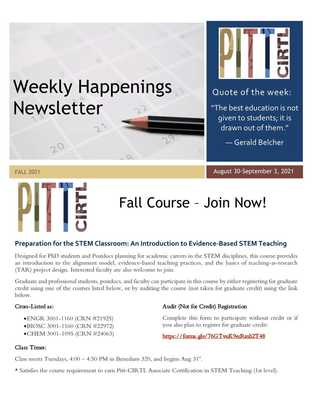 Weekly Happenings Newsletter