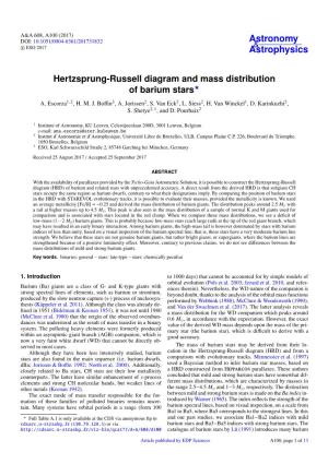 Hertzsprung-Russell Diagram and Mass Distribution of Barium Stars? A