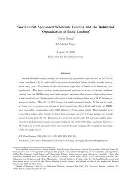 Government-Sponsored Wholesale Funding and the Industrial Organization of Bank Lending