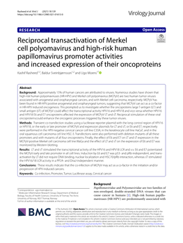 Reciprocal Transactivation of Merkel Cell Polyomavirus and High-Risk