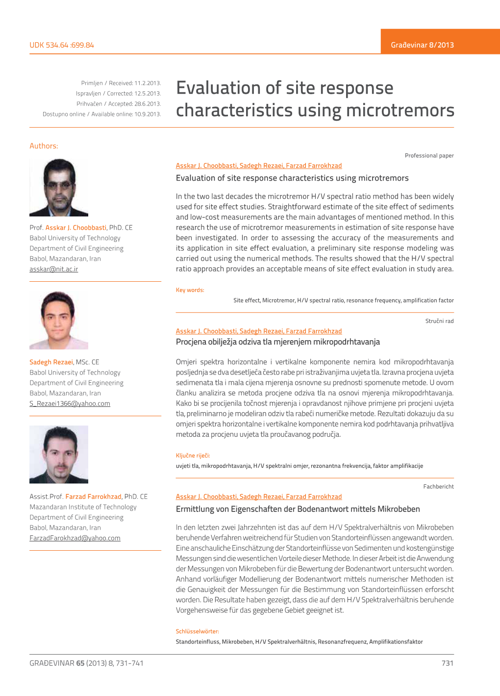 Evaluation of Site Response Characteristics Using Microtremors