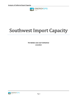 Southwest Import Capacity
