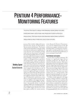 Pentium 4 Performance-Monitoring Features