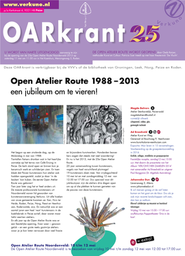 Open Atelier Route 1988 – 2013 Een Jubileum Om Te Vieren!