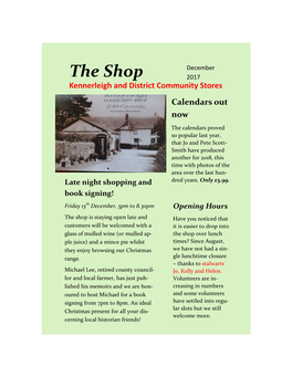 The Shop 2017 Kennerleigh and District Community Stores Ltd Calendars out Now