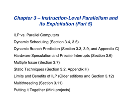Chapter 3 – Instruction-Level Parallelism and Its Exploitation (Part 5)
