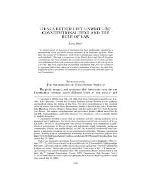 Constitutional Text and the Rule of Law