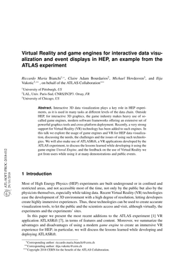 Virtual Reality and Game Engines for Interactive Data Visu