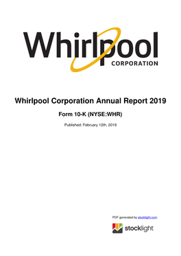 Whirlpool Corporation Annual Report 2019
