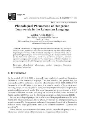 Phonological Phenomena of Hungarian Loanwords in The