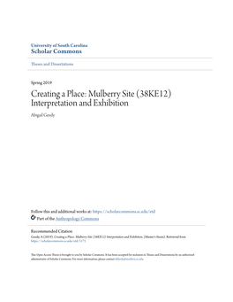 Mulberry Site (38KE12) Interpretation and Exhibition Abigail Geedy